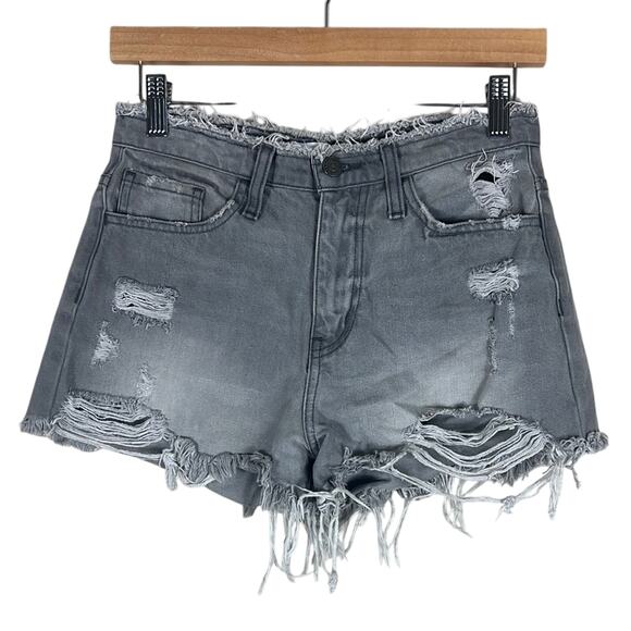 Flying Monkey Denim Cutoff Shorts Womens 26 Gray Distressed High Rise Festival - Picture 1 of 5